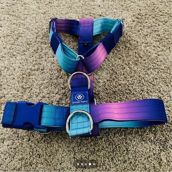 Gradient Dog Harness and Leash Set - Blue and Purple. - Picture 4 of 4